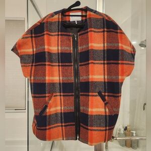 Anthropologie Oversized Plaid Poncho Vest